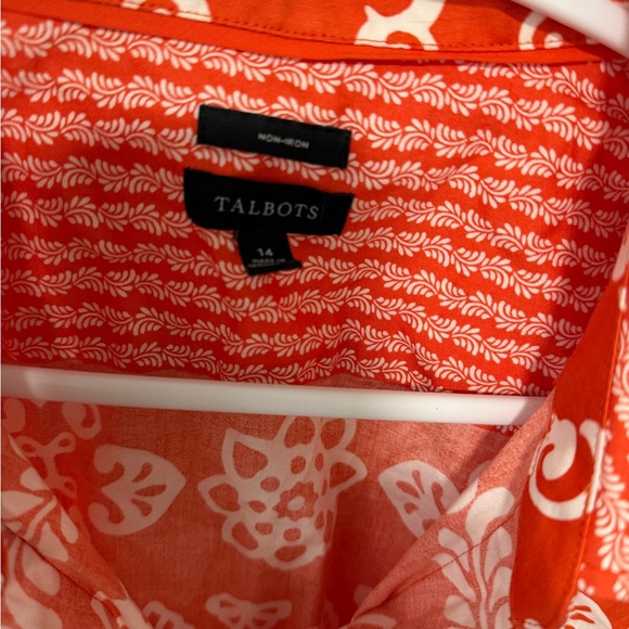 Talbots orange  and White womens Sleeveless Button Down Shirt - Picture 3 of 3